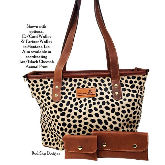 Hair On Cowhide Animal Print Cheetah/Leather Tote - Picture 12 of 12